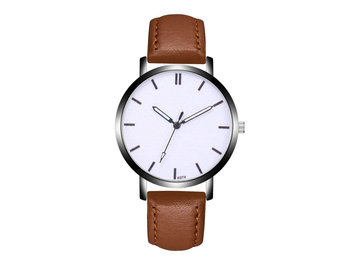 Relógio de Pulso Masculino Analógico de Quartzo com Pulseira de Couro Light Coffee