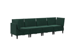 Conjunto 4 Conjunto De Sala De Estar Vidaxl Verde Veludo (280 X 70 X 82 Cm)