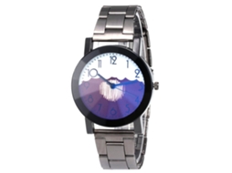 Reloj De Cuarzo De Moda Con Correa De Acero Dial Redondo Para Parejas Color Púrpura