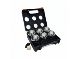 Relaxdays Conjunto De Bolas De Petanca, 6 Bolas De Aço, Bola Alvo, Medidor De Distância E Mala, Preto/silver