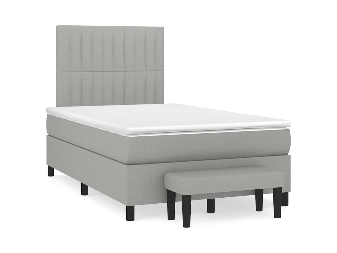 Cama Boxspring Com Colchão 120x190 Cm Tecido Cinzento-claro