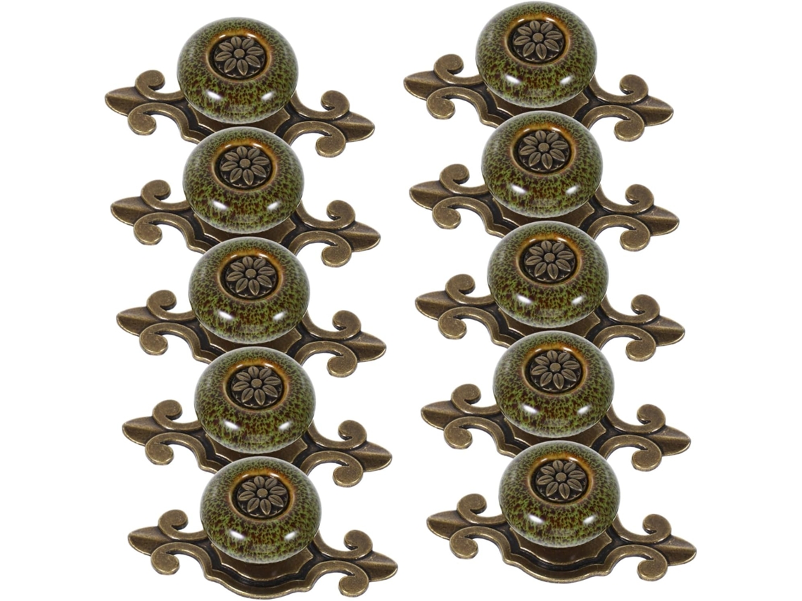 Operitacx 10 Peças Puxadores De Armário Em Cristal Verde Leopardo, Estilo Vintage, Em Liga De Zinco, Para Cozinha