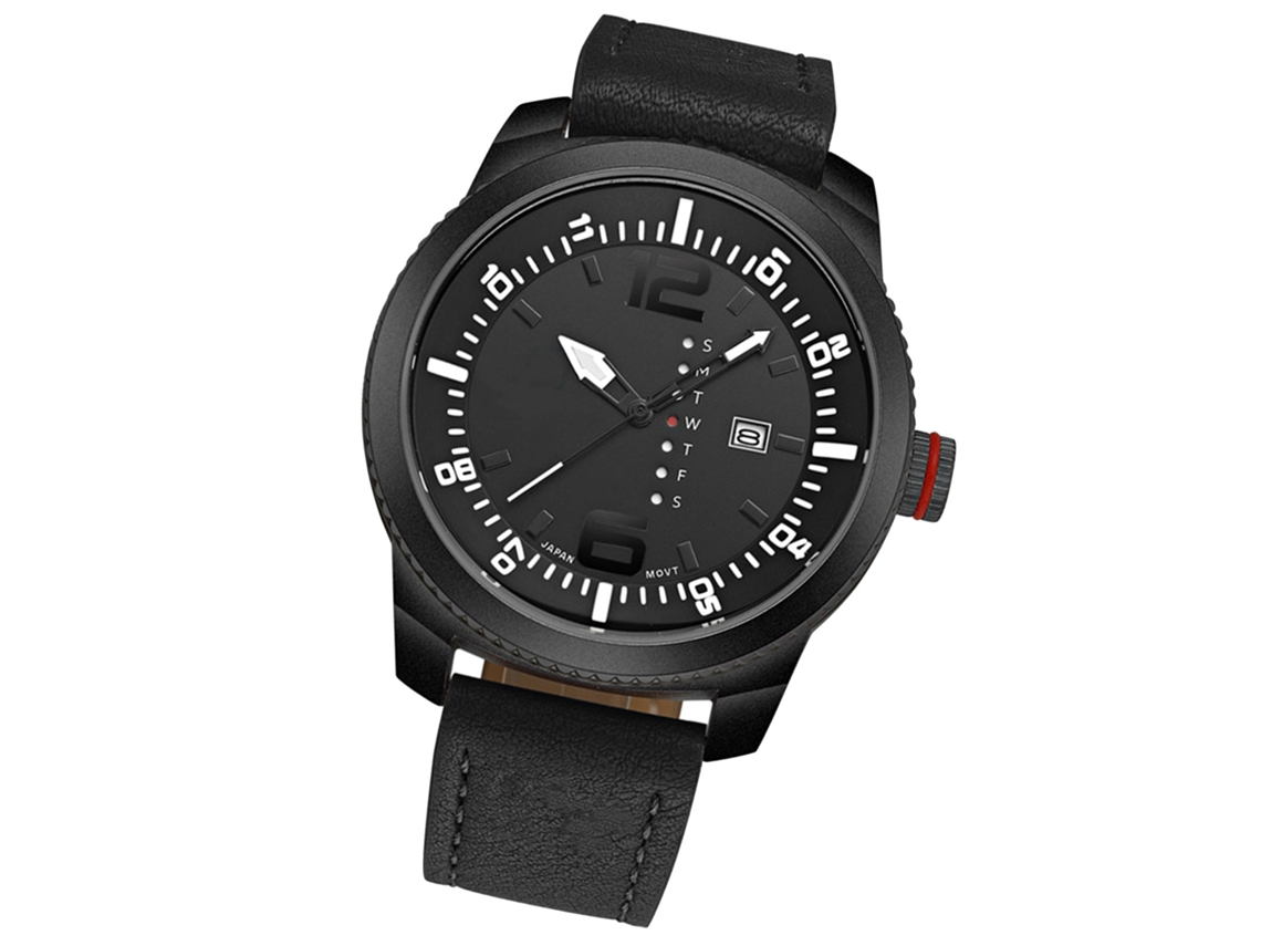 Relógio Masculino À Prova D'água de Quartzo com Pulseira Pu Design Moderno