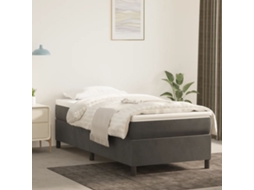 Estrutura De Cama Sem Colchão 80x200 Cm Veludo Cinzento-escuro