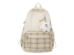 Mochila Tartan Fofa com Pingente Peludo, Leve e Grande para Viagem Camping S/MARCA
