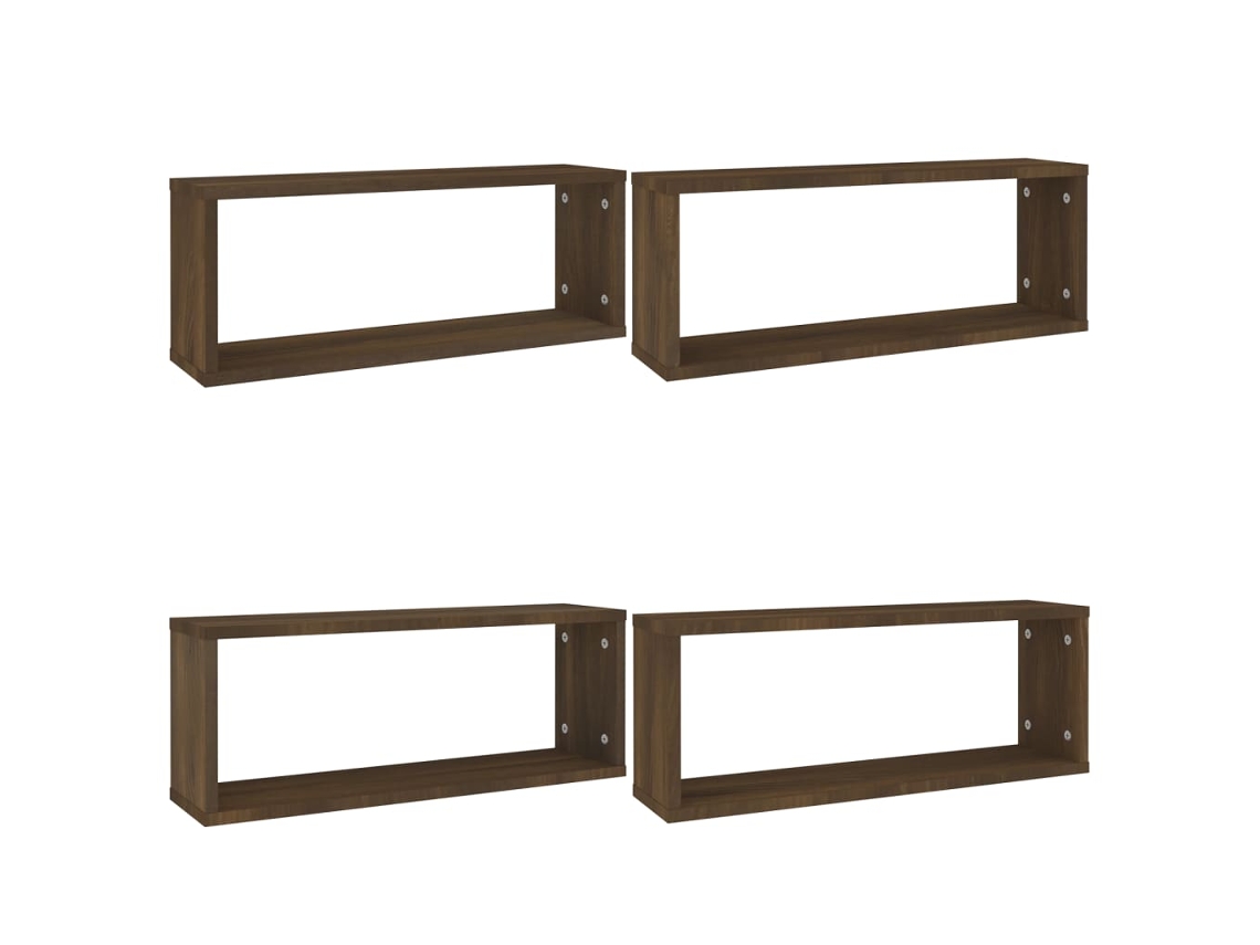 Wall Cube Shelf, Wall Cube Shelves Vidaxl Marrom Madeira Processada (60 X 15 X 23 Cm)