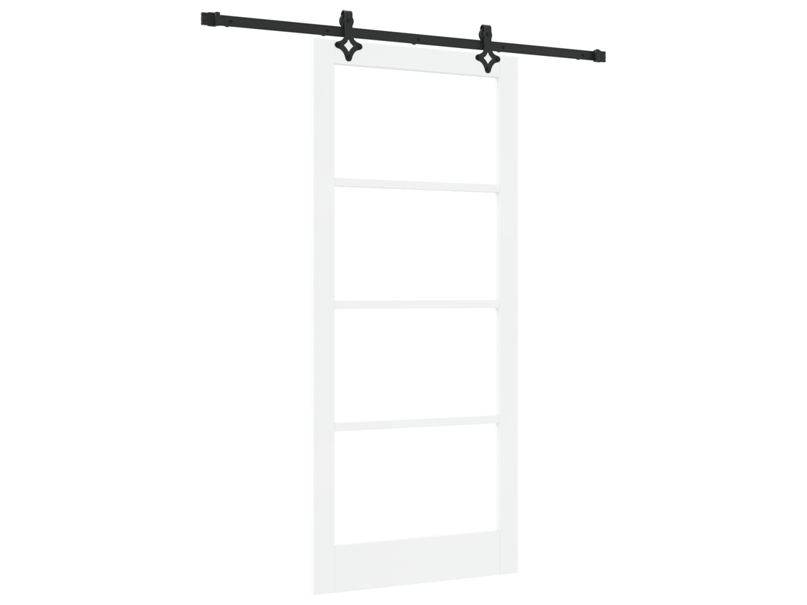 Porta Deslizante Com Kit De Hardware Orkdalbranca De Madeira Sólida E Vidro Vidaxl Branco Madeira (93 X 211 Cm)