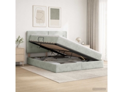 Vidaxl Cama Com Arrumação E Colchão Cinzento-claro 180 X 200 Cm Veludo