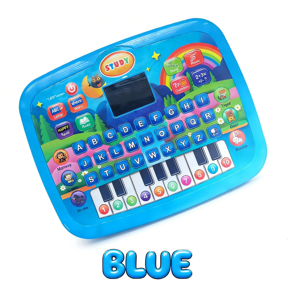 (azul) Máquina De Aprendizagem Educacional Multifuncional Para Crianças, Incluindo Funções De Letras, Números E Música.