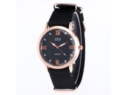 Reloj De Pulsera Unisex De Nylon Con Cristales, Dial Redondo, Cuarzo (negro)