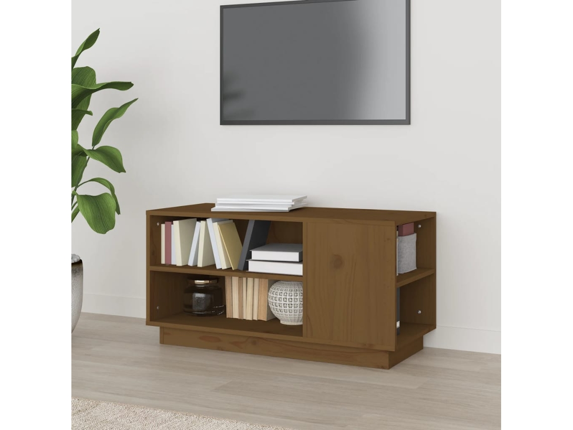 Vidaxl Móvel De Tv 80x35x40,5 Cm Madeira De Pinho Maciça Castanho Mel