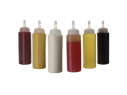 (pacote Com 6) Garrafas Plásticas De 250 Ml Com Tampas De Pressão, Garrafas Medidoras E Dosadores De Molho Perfeitos Para Ketchup, Transparente