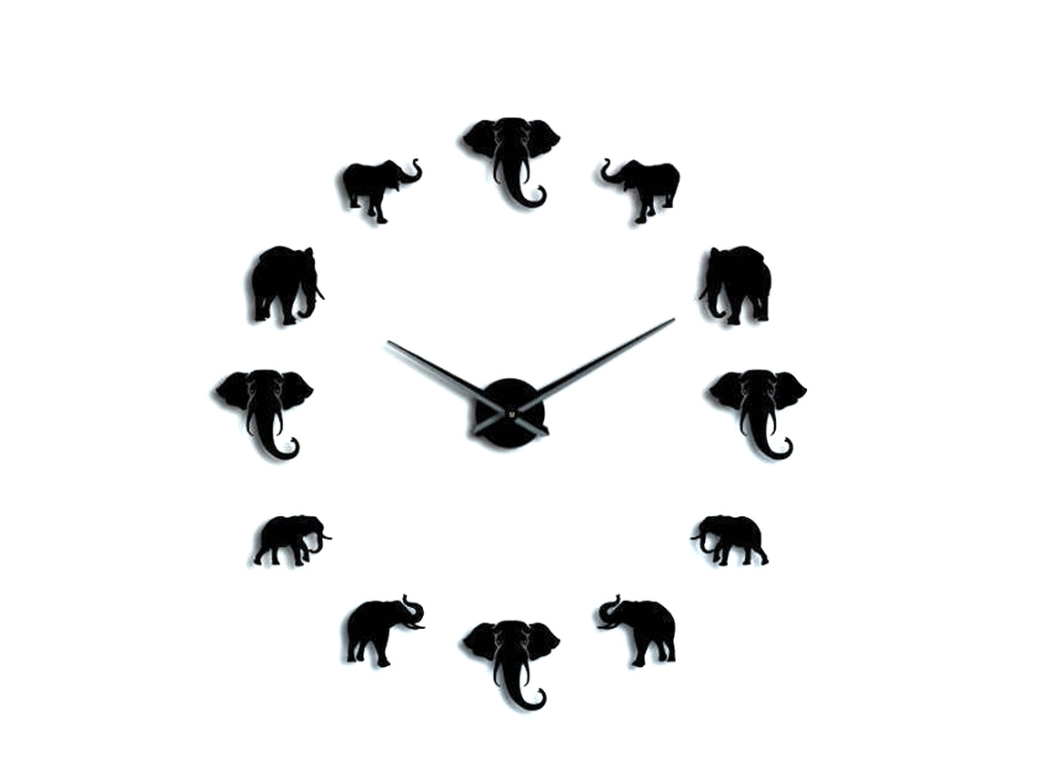 Relógio de Parede Diy em Forma de Elefante com Acrílico Decorativo para Casa S/MARCA