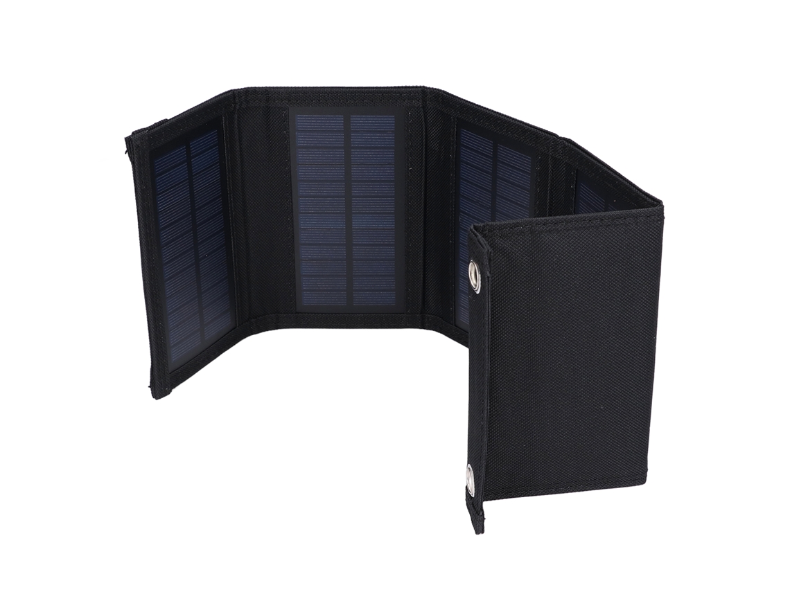 Painel solar duplo de 7,5 W (design portátil com cinco dobras, compatível com o transporte de celulares e baterias externas)