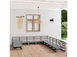 11 Pcs Conjunto Lounge De Jardim Pinho Maciço Dkd Home Decor