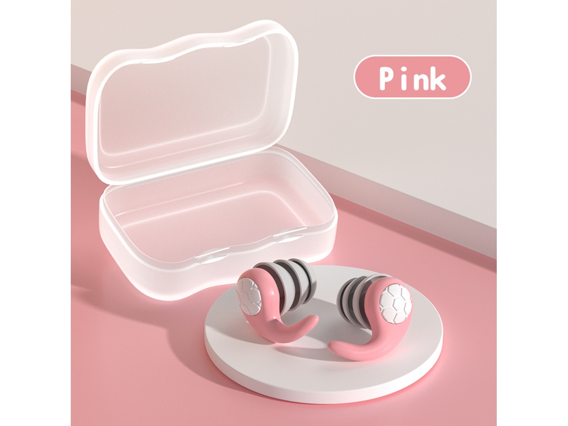 Protetor Auricular De Silicone Antirruído Yuysan, Impermeável Para Sono E Natação, Três Camadas, Reutilizável, Tamanho L, Rosa