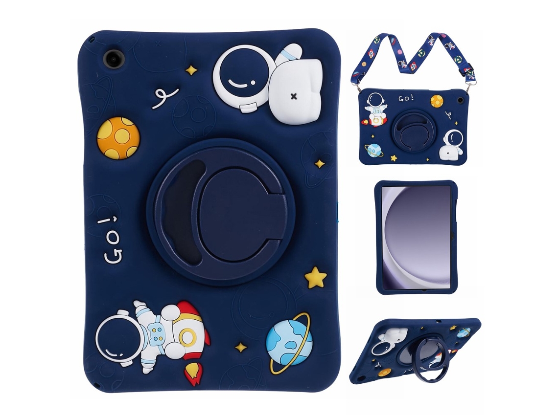 Capa Para Samsung Galaxy Tab A9 Plus Com Estampa De Astronauta E Suporte, Azul