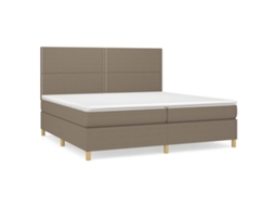 Cama com Molas/Colchão 200x200 Cm em Tecido Castanho Acinzentado MAISON EXCLUSIVE