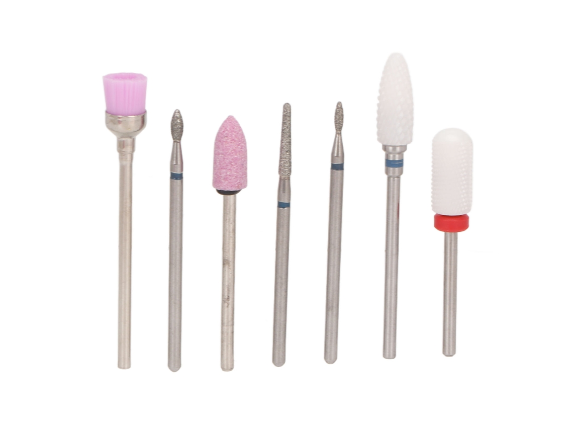 7pcs Brocas De Broca Para Unhas Em Aço Tungstênio E Cerâmica Para Remoção De Pele Morta E Polimento De Unhas