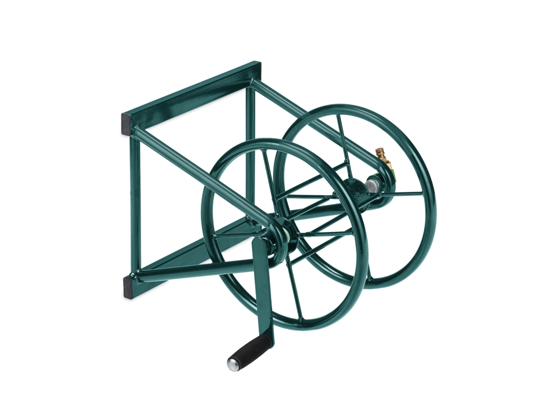 Enrolador De Mangueira Relaxdays, Montagem Na Parede, Para 60 M De Mangueira, 2 Conexões Com Conector, Verde