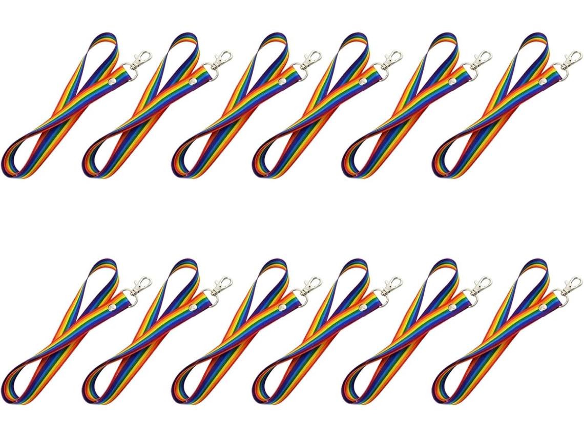 Conjunto de 12 cordões coloridos, 200 cm de compressão, com data plana, 2 cm de comprimento, para Crachás e Chaves