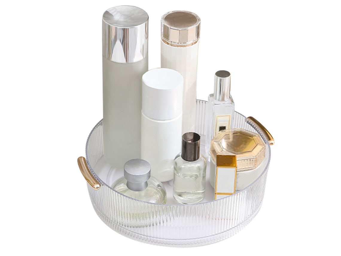 Organizador de Maquiagem Rotativo 360 com Alça para Mesa Transparente Capacidade Grande Pet Abs Pp | S/MARCA