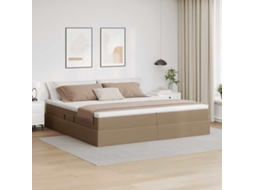 Vidaxl Cama Com Arrumação E Colchão Cappuccino 200 X 200 Cm