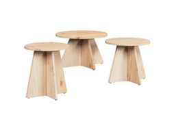 Conjunto 3 Mesa De Centro Vidaxl Bege Madeira De Pinho Maciça (49 X 49 X 30 Cm)