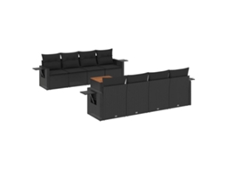 Maison Exclusive - 9 Pcs Conjunto De Sofás P/ Jardim C/ Almofadões Vime Pe Preto