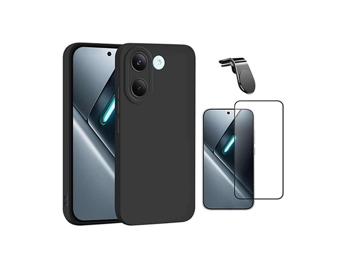 Kit Vidro Temperado Capa Silicone Líquido Suporte L Phonecare Para Xiaomi Poco X8 Pro 5g - Preto