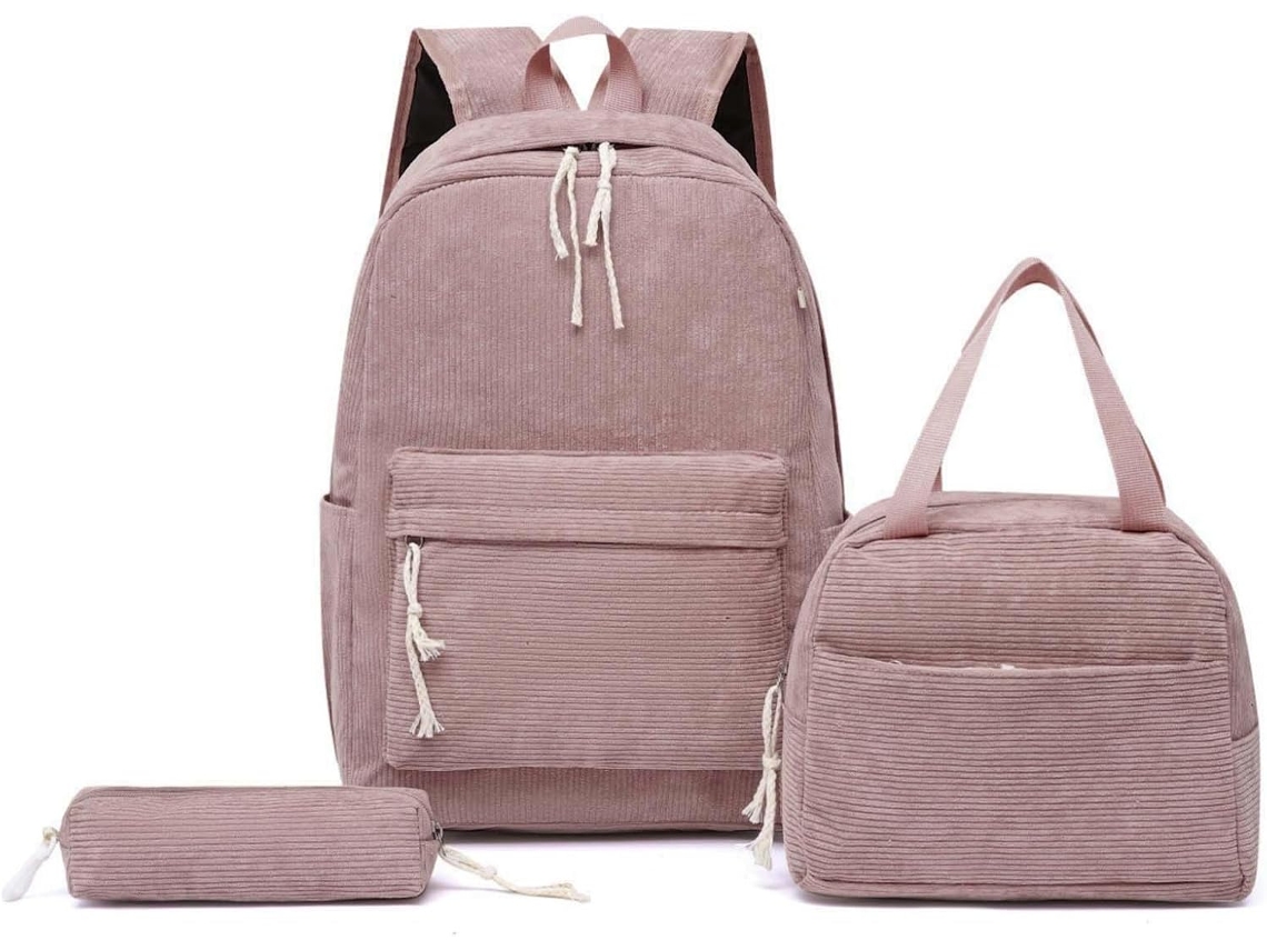 Conjunto Escolar Genérico 2026 Elegante E Funcional De 3 Peças Em Veludo Cotelê, Incluindo Uma Bolsa Ombro,