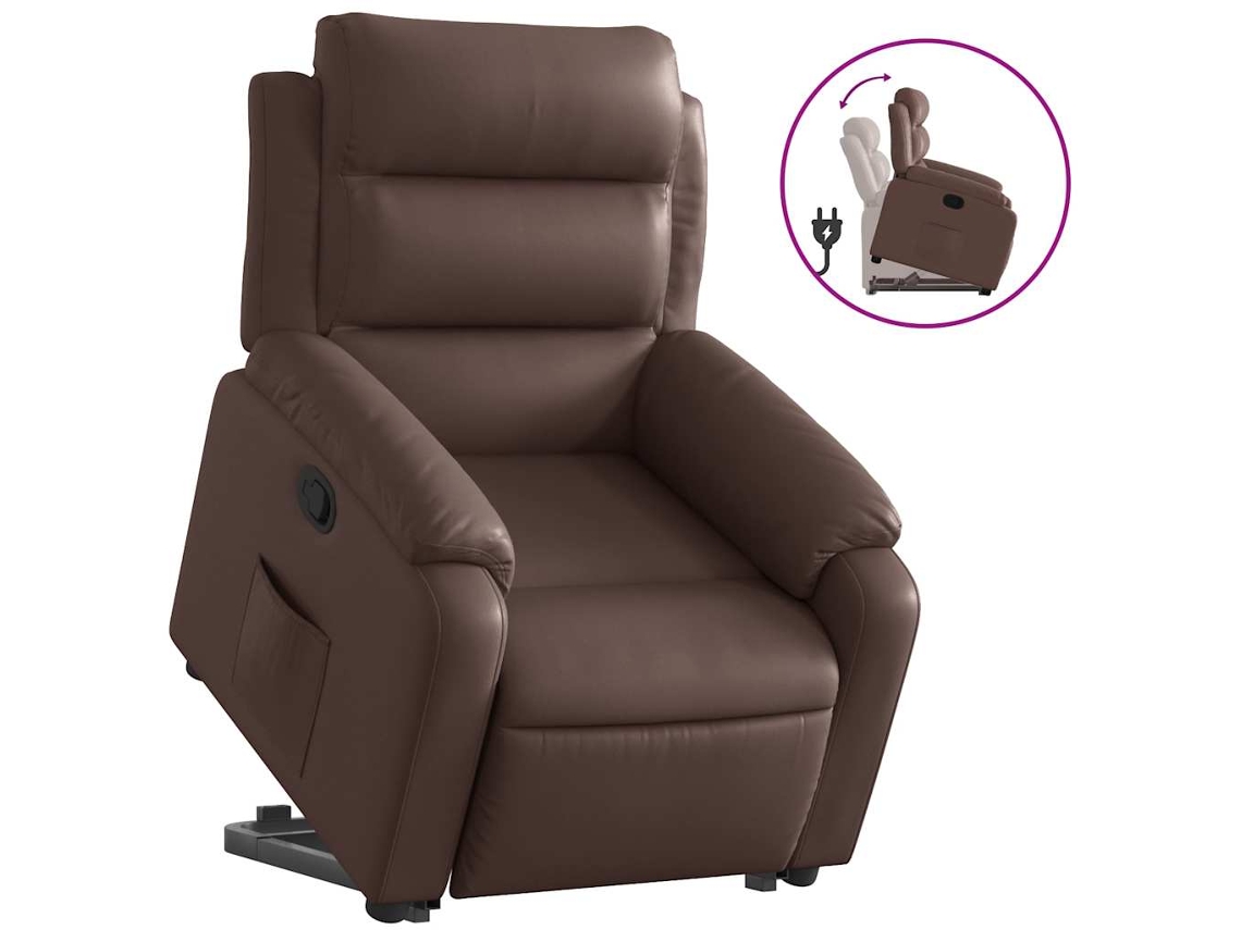 Poltrona elevatória VIDAXL Marrom Couro Artificial