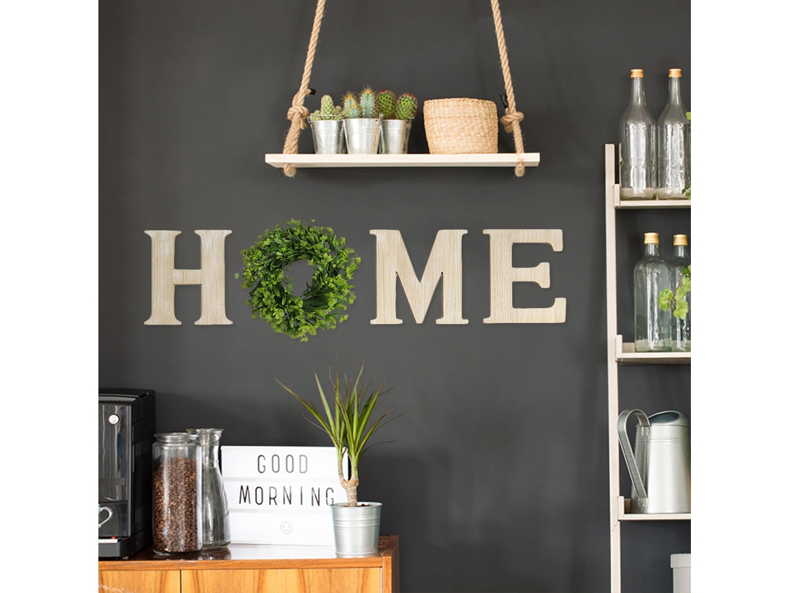 Placa Decorativa em Madeira para Quarto e Sala, Letra Home LAXISCREED
