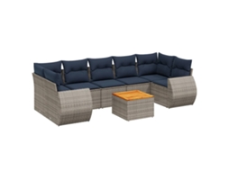 Conjunto de Sofá de Jardim, 8 Peças, Almofadas, Rattan Cinza MAISON EXCLUSIVE