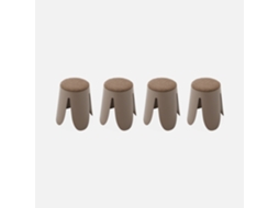 Banco Empilhável Em Tecido Bouclé, Set De 4, Castanho