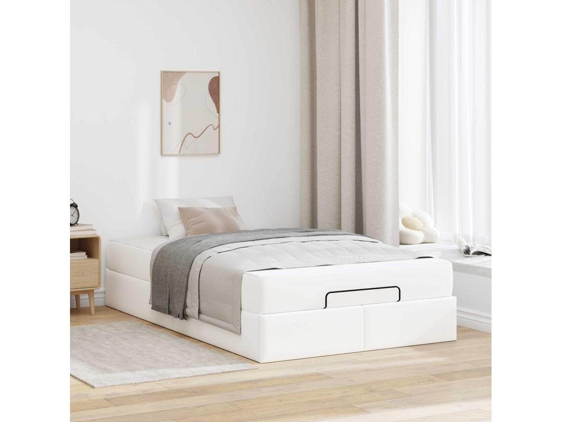 Vidaxl Estrutura De Cama Com Colchão Outros 2 Pcs Branco Pvc