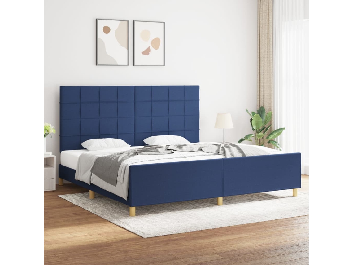 Vidaxl Estrutura De Cama Sem Colchão 200x200 Cm Tecido Azul