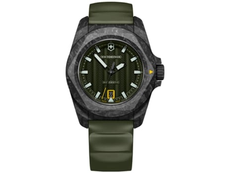 Relógio Homem Inox Gent Auto Carbon, Green Dialrubber 41,00 Mm Bracelete De Cauchu Cor Da Bracelete Verde À Prova De Água 20 Bar Victorinox Swissarmy