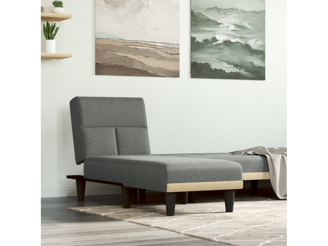 Vidaxl Chaise Longue Tecido Cinzento-escuro