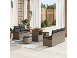 Vidaxl Conjunto De Sofá De Jardim 8 Unid. Cinzeto Vime Pe