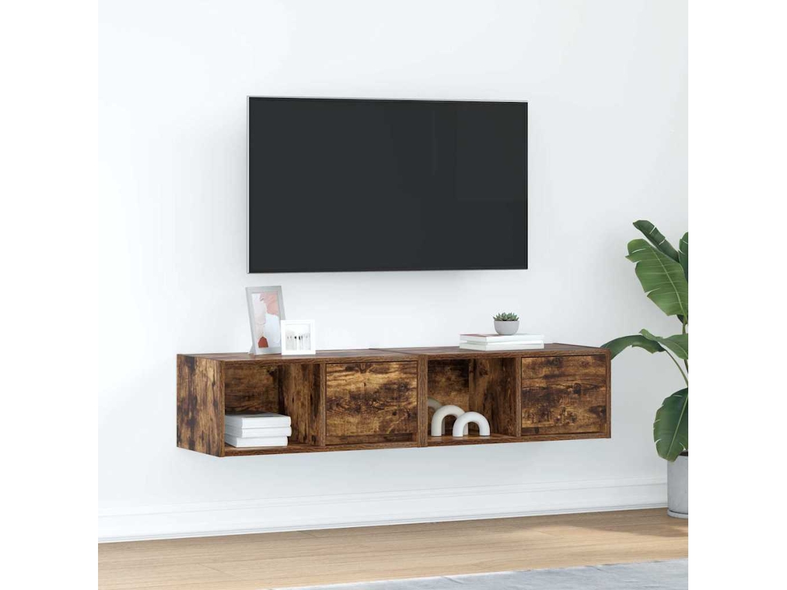 Vidaxl Móveis De Tv 2pcs 60x31x25,5cm Deriv. Madeira Carvalho Fumado