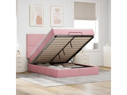 Vidaxl Estrutura de Cama Otomana com Colchões 140x200 Cm Veludo Rosa