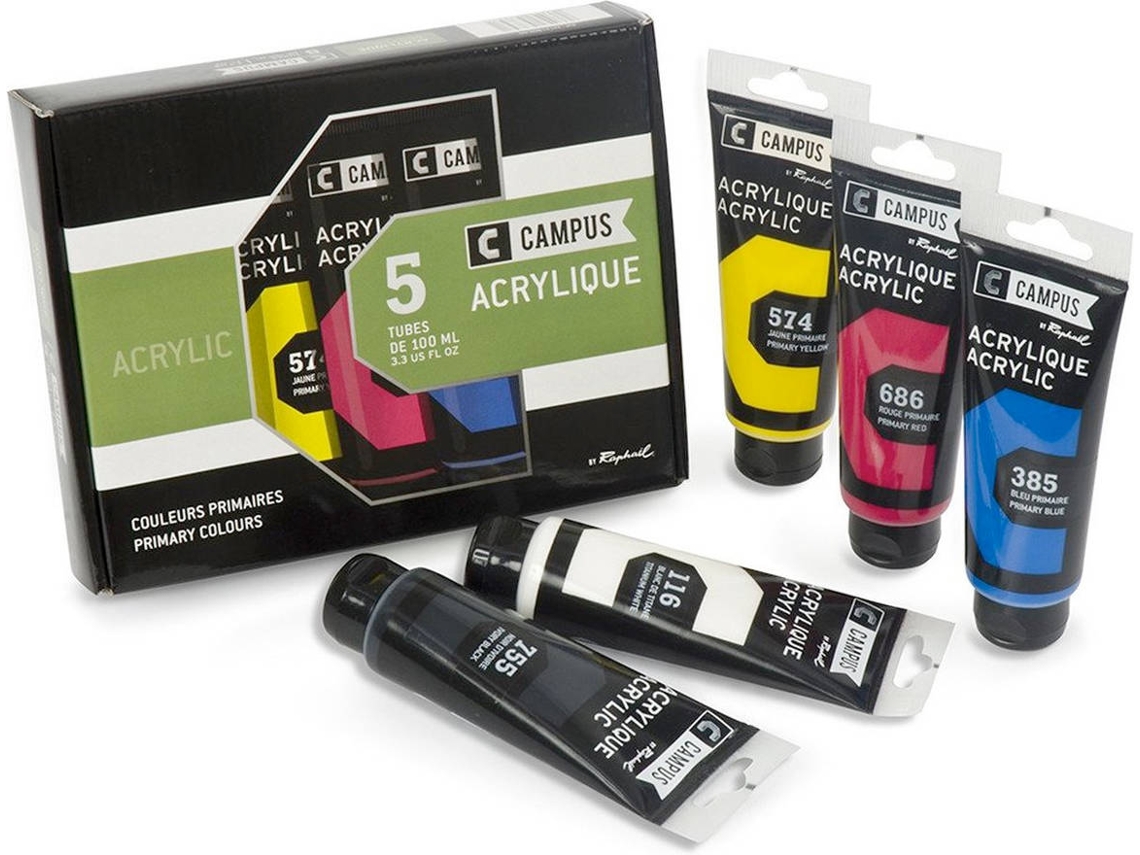 Pack de 5 Cores Acrílico CAMPUS (100 ml)