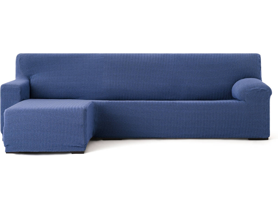 Capa de Chaise Longue Esquerda para Braço Curto EYSA Premium Jaz Tecido Multielástico (250-360 cm - Poliéster e Algodão - Azul)