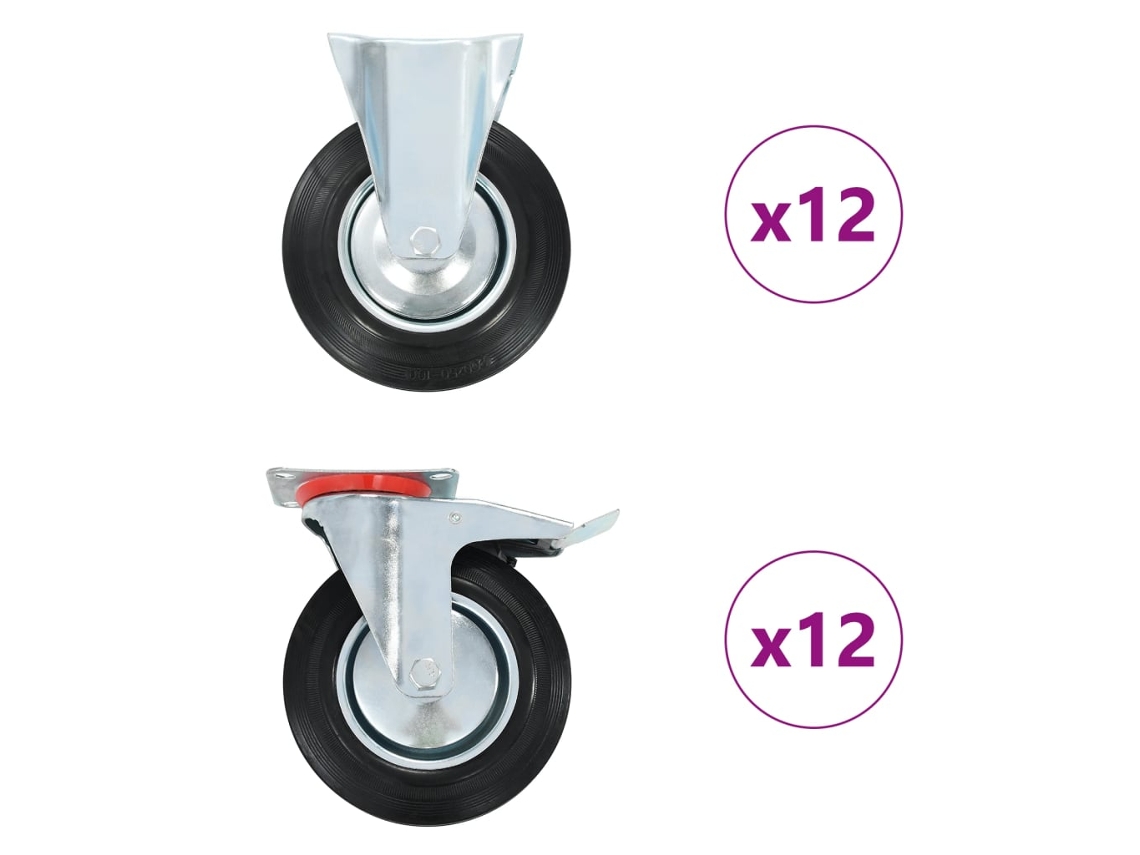 Vidaxl 24 Pcs Rodas 200 Mm