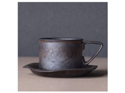 2026 taza de Café e Taza de Chá Artesanal Estilo Japonês com Prato Dourado