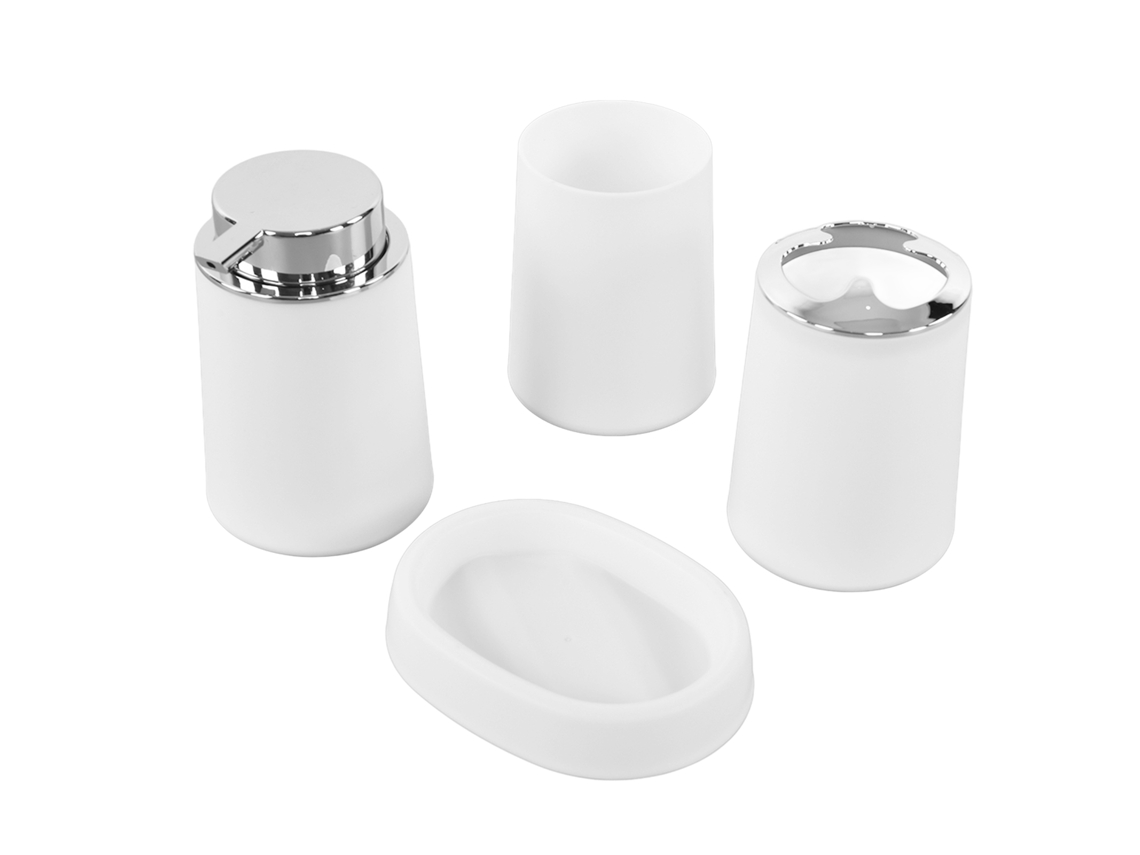 Conjunto de Acessórios para Banheiro 4 Peças Aço Inoxidável Branco Prático e Multifuncional S/MARCA