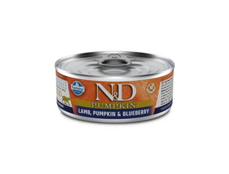 Alimento FARMINA N&D Pumpkin Gato Adulto - Cordeiro, Abóbora e Mirtilos (Quantidade: 80 g)