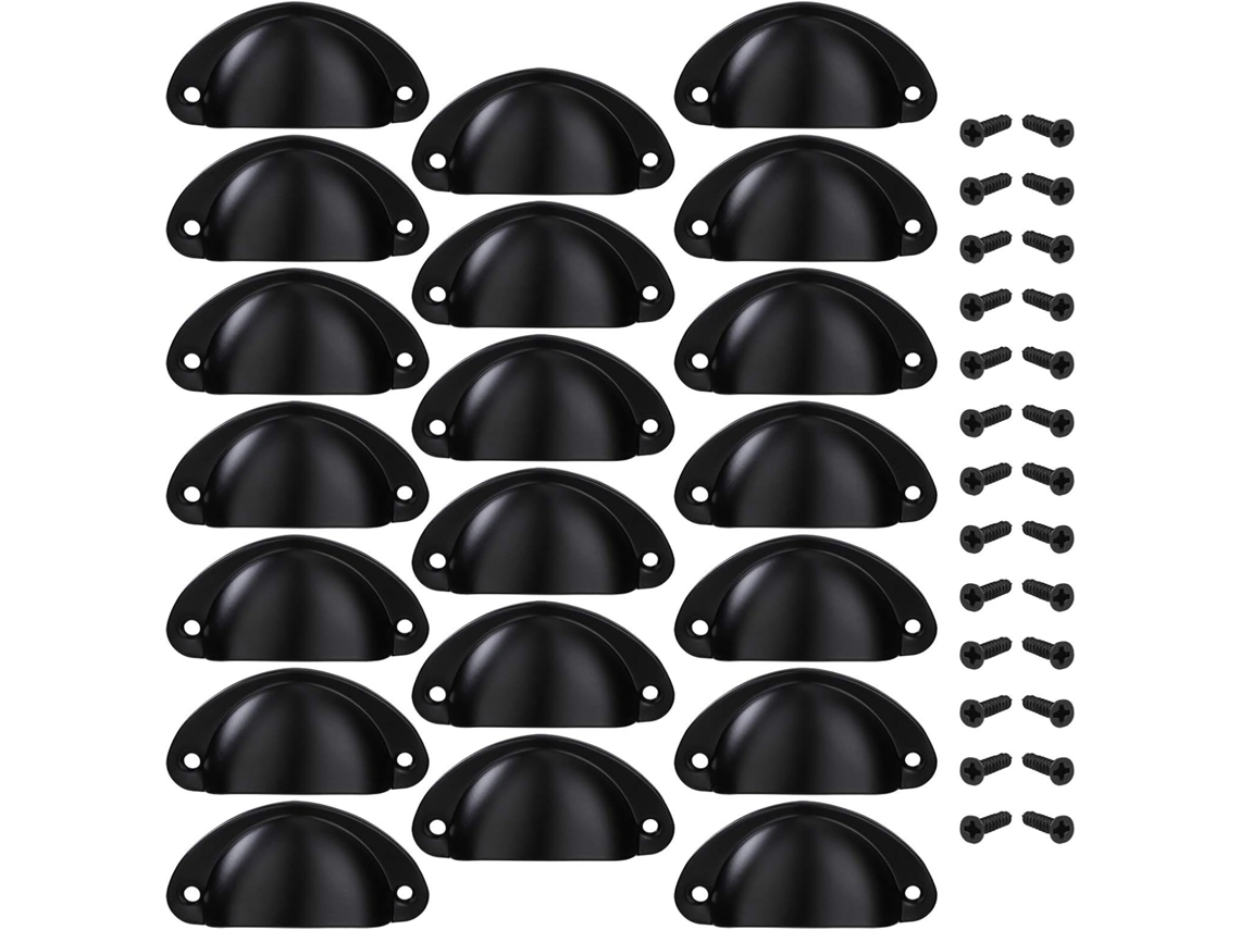 Puxador De Gaveta Em Formato De Concha, Puxador De Porta Decorativo Para Móveis, Gavetas E Armários, Parafusos, 20 Peças, Preto