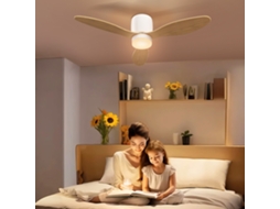 Ventilador De Teto De 115 Cm Com Luminária Led, Controle Remoto E Motor Dc Reversível Para Ambientes Naturais
